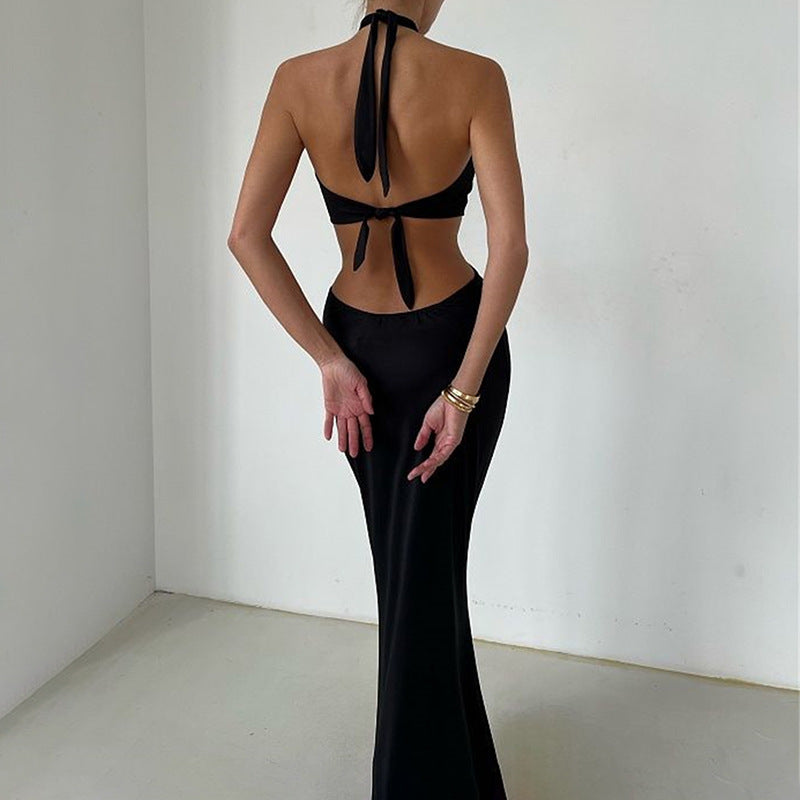 Sexy Langkleid für Damen mit Neckholder und Rückenausschnitt
